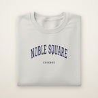 Noble Square Chicago Embroidered Crewneck — Navy Thread on Ash