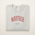 Mayfair Chicago Embroidered Crewneck — Red Thread on Ash