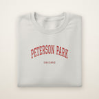 Peterson Park Chicago Embroidered Crewneck — Red Thread on Ash