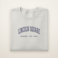 Lincoln Square Chicago Embroidered Crewneck — Navy Thread on Ash