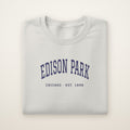 Edison Park Chicago Embroidered Crewneck — Navy Thread on Ash