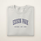 Edison Park Chicago Embroidered Crewneck — Navy Thread on Ash