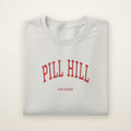 Pill Hill Chicago Embroidered Crewneck — Red Thread on Ash