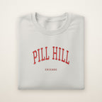 Pill Hill Chicago Embroidered Crewneck — Red Thread on Ash