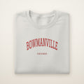 Bowmanville Chicago Embroidered Crewneck — Red Thread on Ash