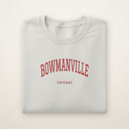 Bowmanville Chicago Embroidered Crewneck — Red Thread on Ash