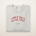 Little Italy Chicago Embroidered Crewneck — Red Thread on Ash