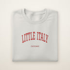 Little Italy Chicago Embroidered Crewneck — Red Thread on Ash