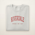 Riverdale Chicago Embroidered Crewneck — Red Thread on Ash