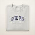 Irving Park Chicago Embroidered Crewneck — Navy Thread on Ash