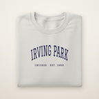 Irving Park Chicago Embroidered Crewneck — Navy Thread on Ash