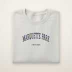 Marquette Park Chicago Embroidered Crewneck — Navy Thread on Ash