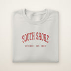 South Shore Chicago Embroidered Crewneck — Red Thread on Ash