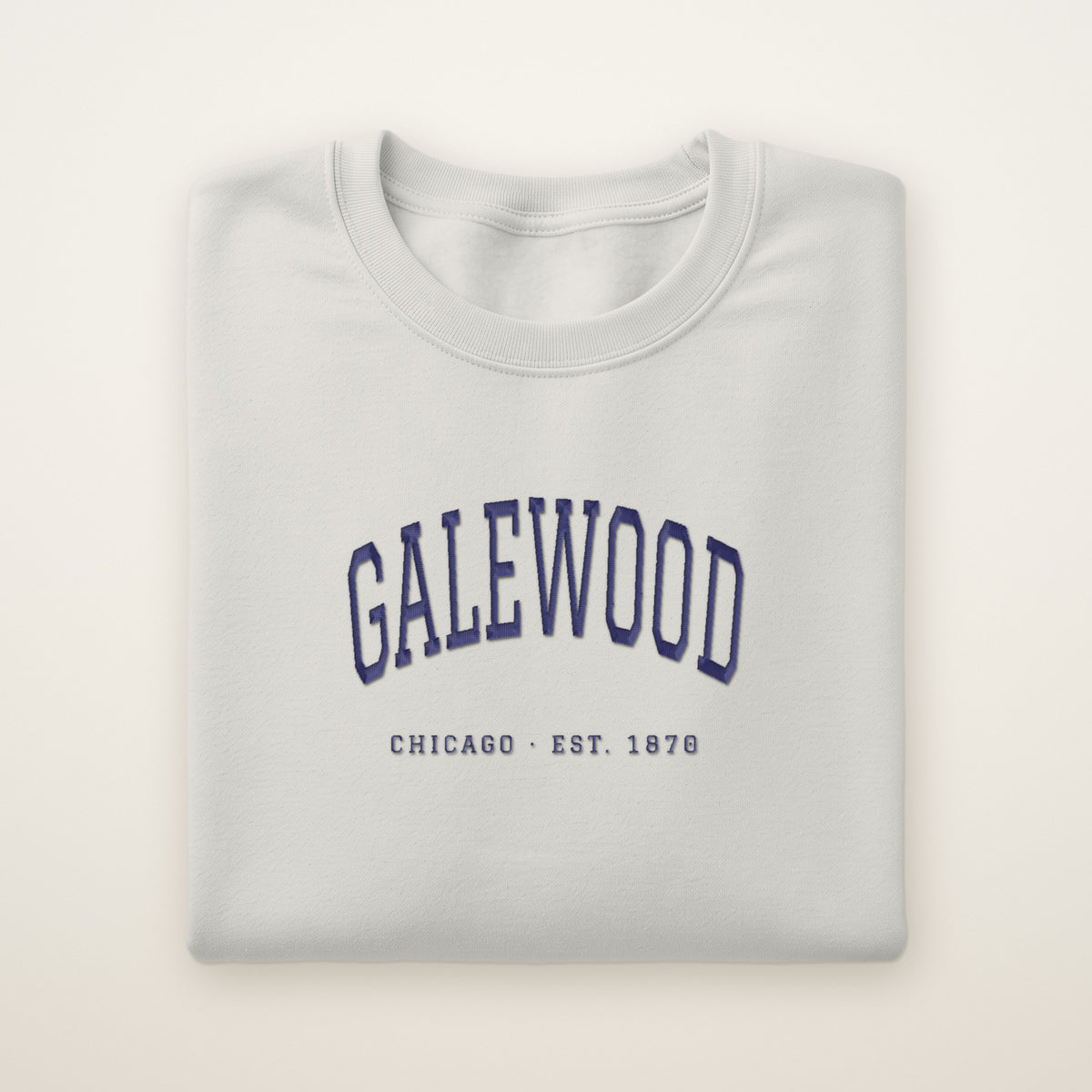 Galewood Chicago Embroidered Crewneck — Navy Thread on Ash