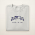 Printer's Row Chicago Embroidered Crewneck — Navy Thread on Ash