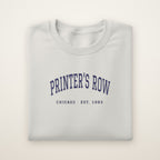 Printer's Row Chicago Embroidered Crewneck — Navy Thread on Ash