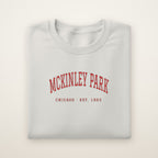 McKinley Park Chicago Embroidered Crewneck — Red Thread on Ash