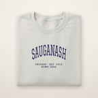 Sauganash Chicago Home 2026 Embroidered Crewneck — Navy Thread on Ash