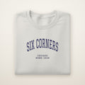 Six Corners Chicago Home 2026 Embroidered Crewneck — Navy Thread on Ash