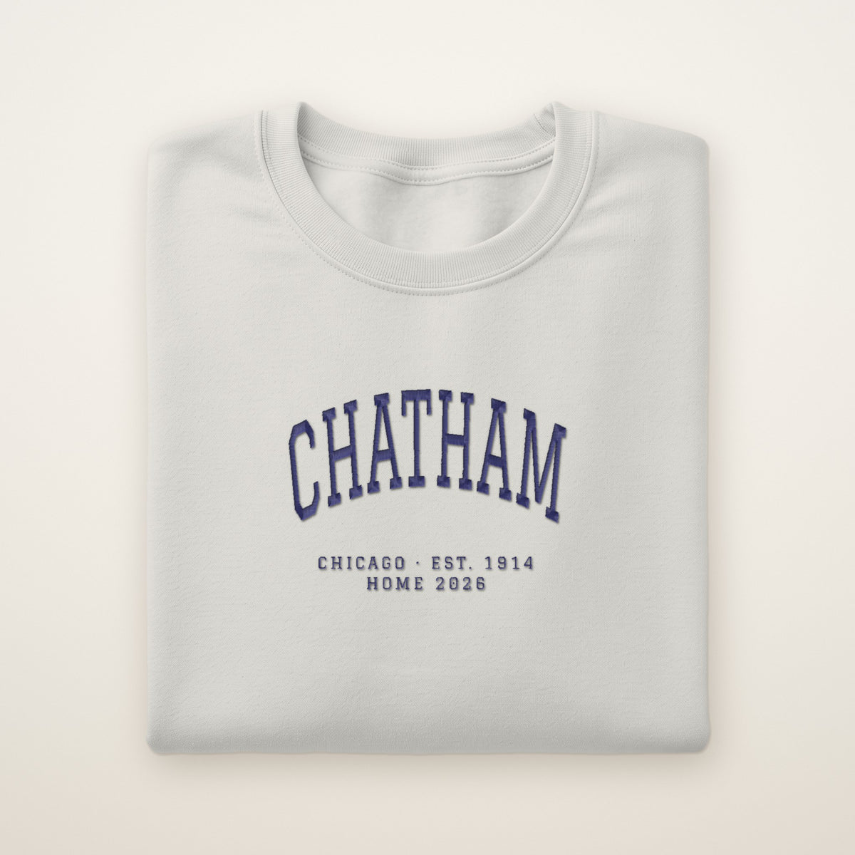 Chatham Chicago Home 2026 Embroidered Crewneck — Navy Thread on Ash