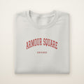 Armour Square Chicago Embroidered Crewneck — Red Thread on Ash