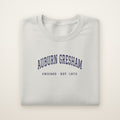 Auburn Gresham Chicago Embroidered Crewneck — Navy Thread on Ash