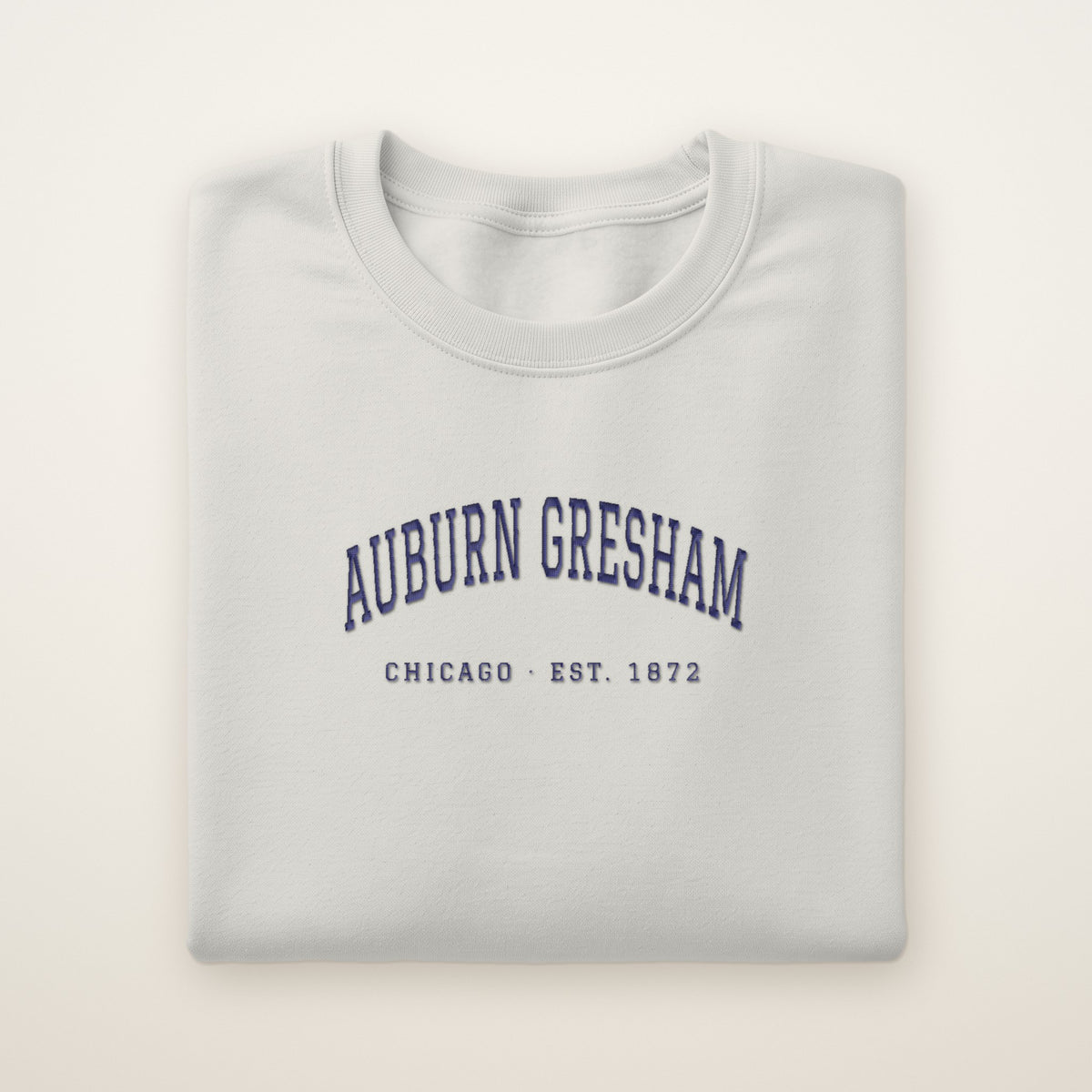 Auburn Gresham Chicago Embroidered Crewneck — Navy Thread on Ash