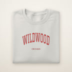 Wildwood Chicago Embroidered Crewneck — Red Thread on Ash