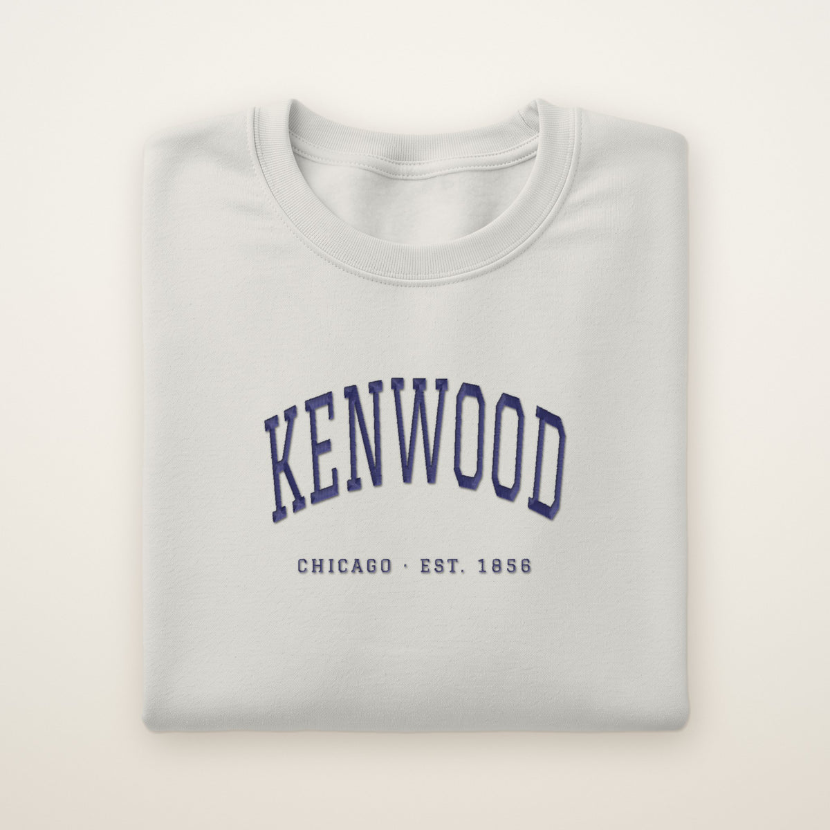 Kenwood Chicago Embroidered Crewneck — Navy Thread on Ash