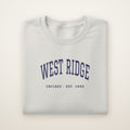 West Ridge Chicago Embroidered Crewneck — Navy Thread on Ash