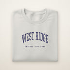 West Ridge Chicago Embroidered Crewneck — Navy Thread on Ash