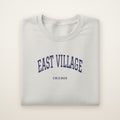 East Village Chicago Embroidered Crewneck — Navy Thread on Ash