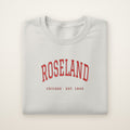 Roseland Chicago Embroidered Crewneck — Red Thread on Ash