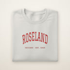 Roseland Chicago Embroidered Crewneck — Red Thread on Ash