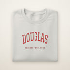 Douglas Chicago Embroidered Crewneck — Red Thread on Ash
