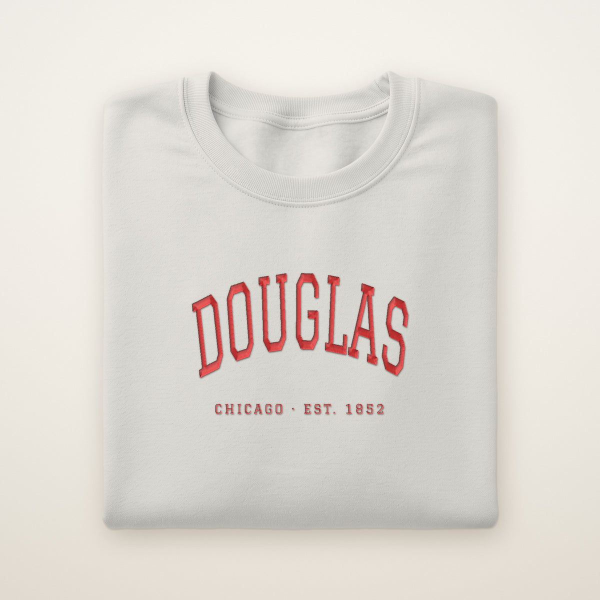 Douglas Chicago Embroidered Crewneck — Red Thread on Ash