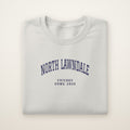 North Lawndale Chicago Home 2026 Embroidered Crewneck — Navy Thread on Ash