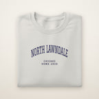 North Lawndale Chicago Home 2026 Embroidered Crewneck — Navy Thread on Ash