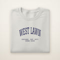 West Lawn Chicago Home 2026 Embroidered Crewneck — Navy Thread on Ash