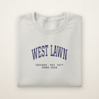 West Lawn Chicago Home 2026 Embroidered Crewneck — Navy Thread on Ash
