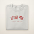 Morgan Park Chicago Embroidered Crewneck — Red Thread on Ash