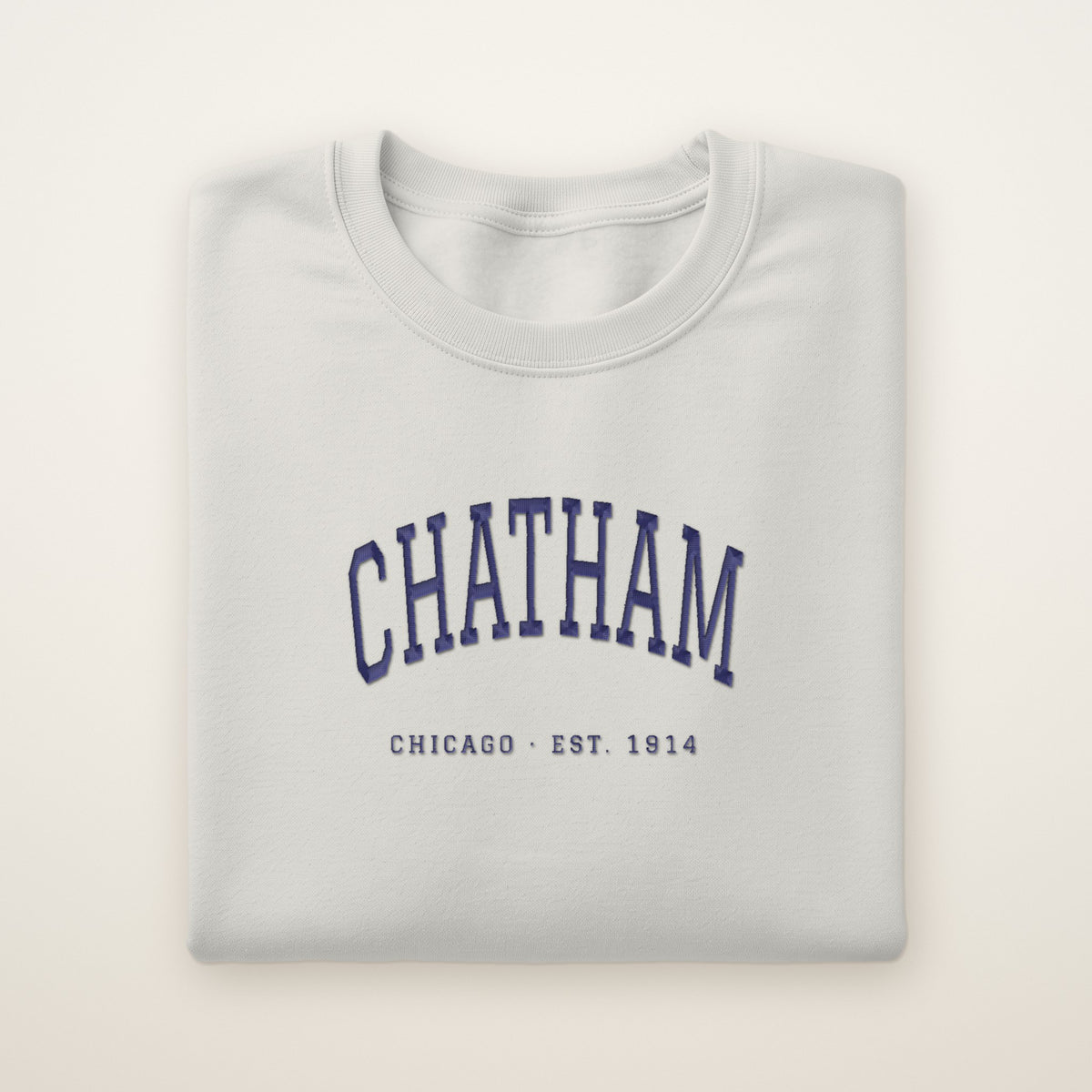 Chatham Chicago Embroidered Crewneck — Navy Thread on Ash
