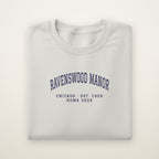 Ravenswood Manor Chicago Home 2026 Embroidered Crewneck — Navy Thread on Ash