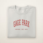 Gage Park Chicago Embroidered Crewneck — Red Thread on Ash