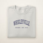 Wrigleyville Chicago Embroidered Crewneck — Navy Thread on Ash