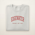 Edgewater Chicago Embroidered Crewneck — Red Thread on Ash
