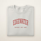 Edgewater Chicago Embroidered Crewneck — Red Thread on Ash