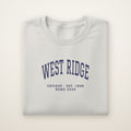 West Ridge Chicago Home 2026 Embroidered Crewneck — Navy Thread on Ash