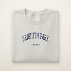 Brighton Park Chicago Embroidered Crewneck — Navy Thread on Ash
