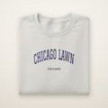 Chicago Lawn Chicago Embroidered Crewneck — Navy Thread on Ash